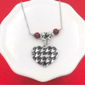 🌼 Houndstooth Heart Necklace Alabama Roll Tide University of Alabama